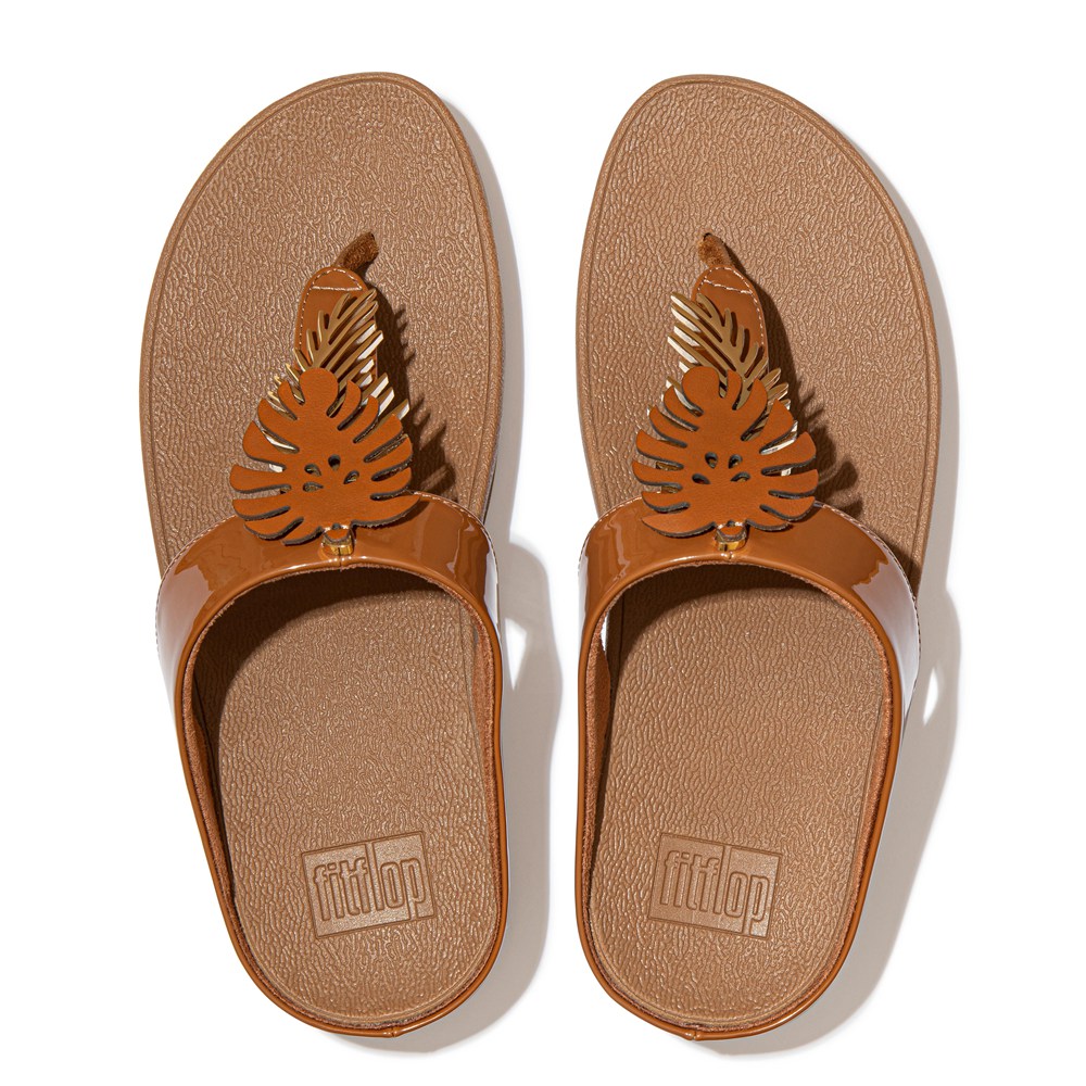 Fitflop Womens Sandals - Fino Jungle-leaf Patent - Brown - 318-CSRHKQ